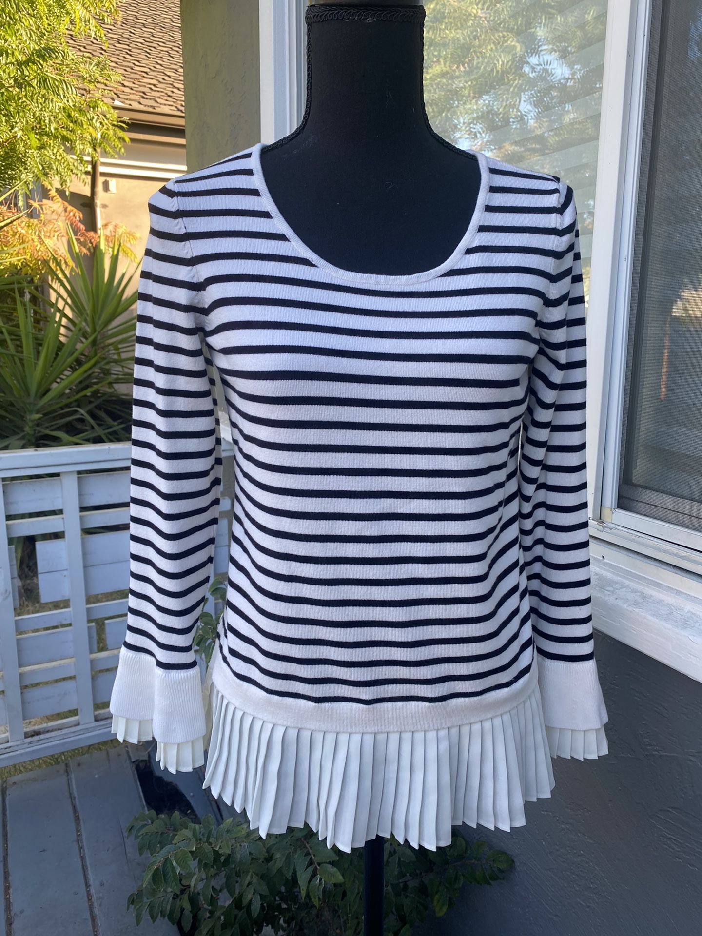 Stripes Elegant Long Sleeve Sweater Shirt 