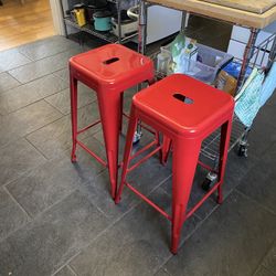Set Of Red Stools 