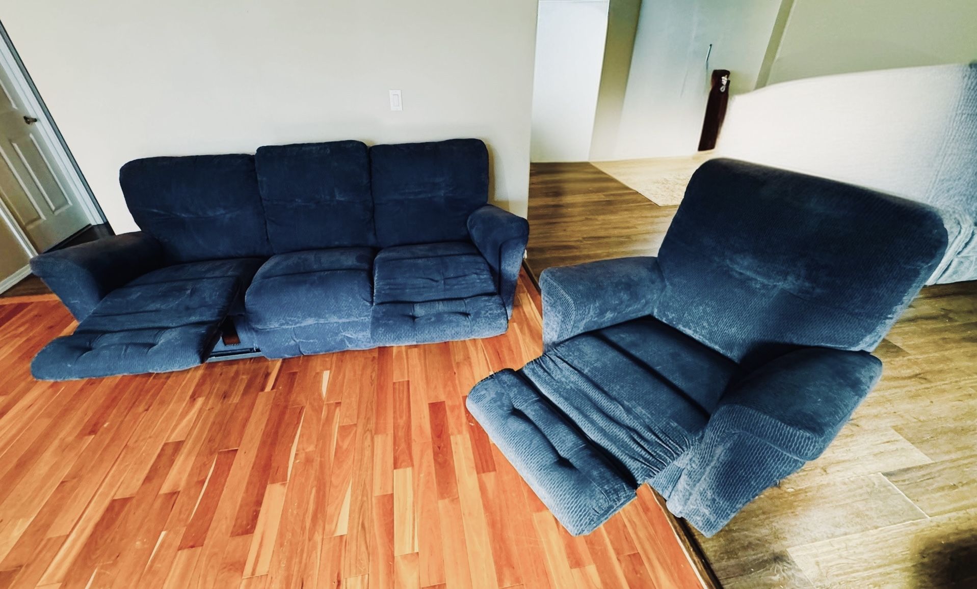 La-Z-Boy Jasper Navy Rocker Recliner + 3 Seater Sofa Set