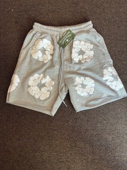 Grey demin tear shorts