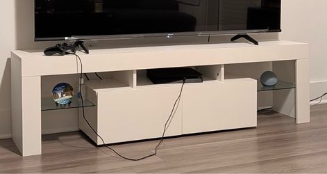 White TV Stand with Storage
