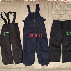 Kid’s Snow Bibs, Size 4T and 4/5
