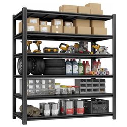 Industrial Storage Rack,Heavy-Duty Steel Shelving Unit,6-Tier Multi-Purpose Garage Organization System Black 83" H x 54.5" W x 22.8" D