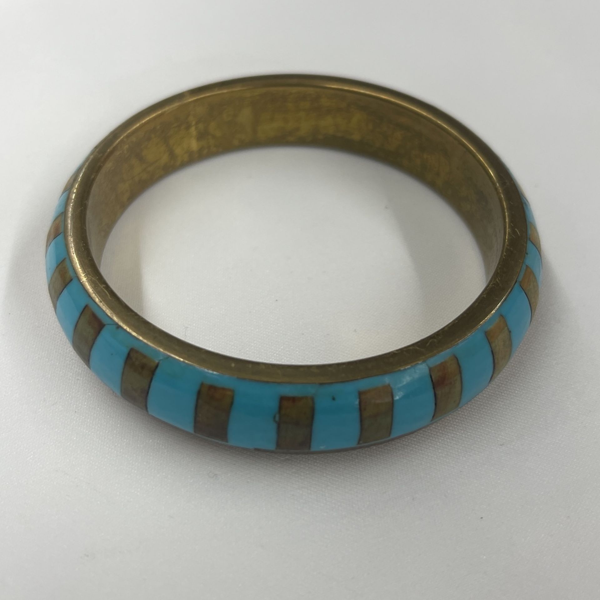 Vintage Turquoise And Brass Bangle