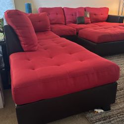  Red Sectional Couches With With Ottoman 