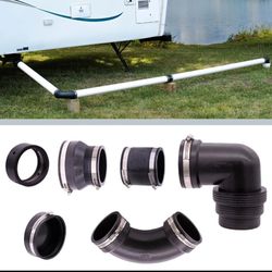 QwikCamp RV and Camper Sewer Waste Pipe Plumbing Connection System in Black
