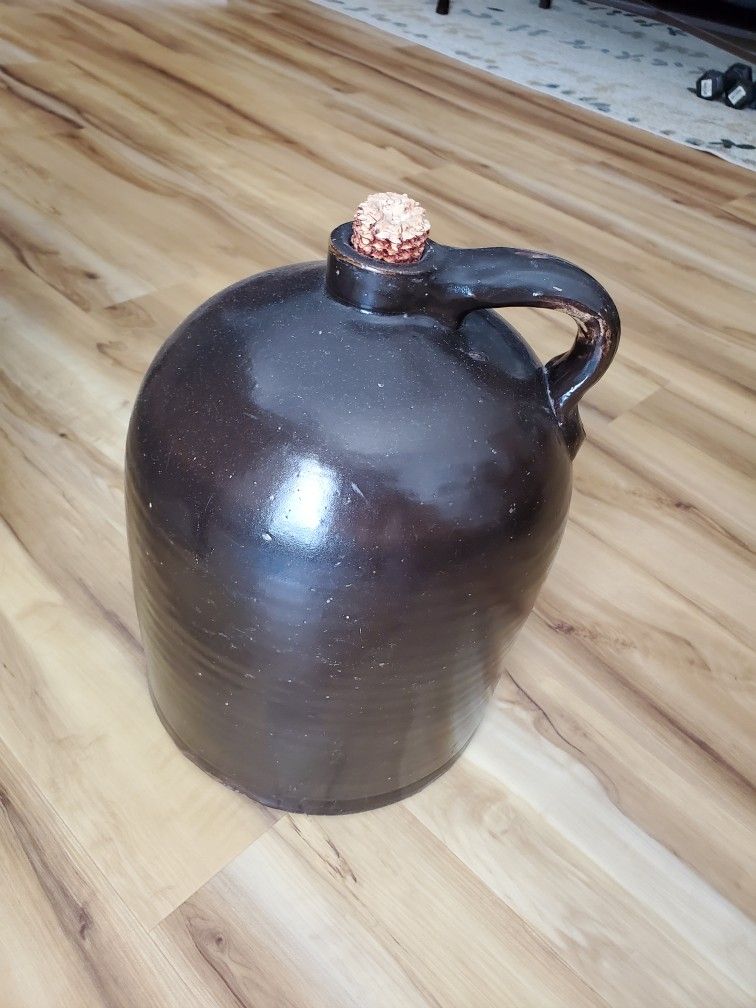 Antique Whiskey Jug Bar Crock 19th C Salt Glaze Beehive 3gal Moonshine Gift H12" D9"