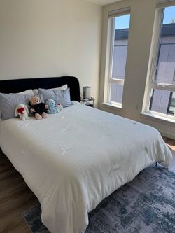 FREE Ikea Bed Frame (+ free mattress and night stands ) - TUFJORD Upholstered bed frame, Tallmyra black-blue (PICK UP)