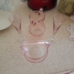 Vintage rose color crystal set