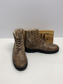 Park leather boots faux fur tan