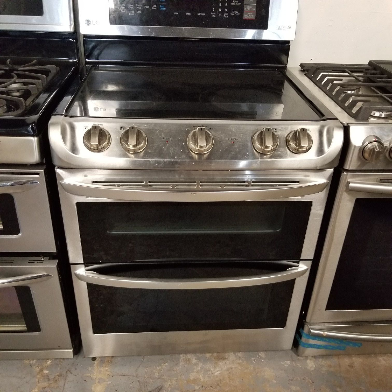 Lg electric glass top stove double oven stainless steel for Sale in San