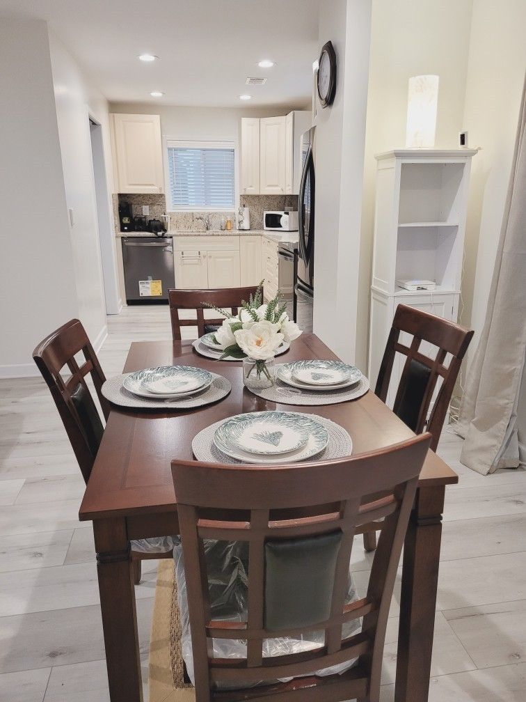 Brand New Brown Wooden 5 Piece 4 Chairs Dining Table Set | Pay After Delivery 