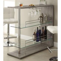 Modern Bar Table with Glass Shelves