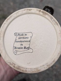 Armin Bay German Relief Beer Stein w/Pewter Lid - Cracked