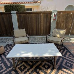 Metal Patio Chairs And Marble Top Coffee Table