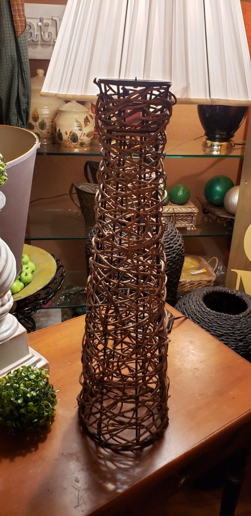 24 Inch Wicker Candle Holder