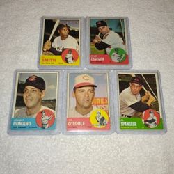Lot Of 5 Vintage Old 1963 Baseball Cards - In Very Good Condition 