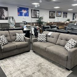 2PC Brown Ashley Sofa & Loveseat 
