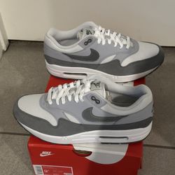 Brand New Nike Air Max 1 Wolf Grey White Shoes Men’s Size 9.5