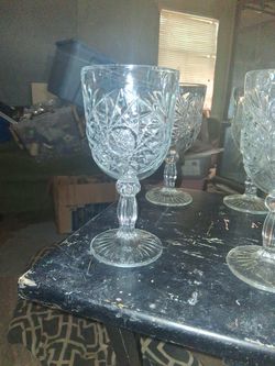 6 Vintage Libbey HOBSTAR Star of David Water Wine Goblets Glasses 7 1/4" 