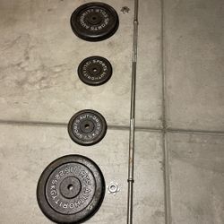 Bar With Two 50lb & Two 10lb Weights