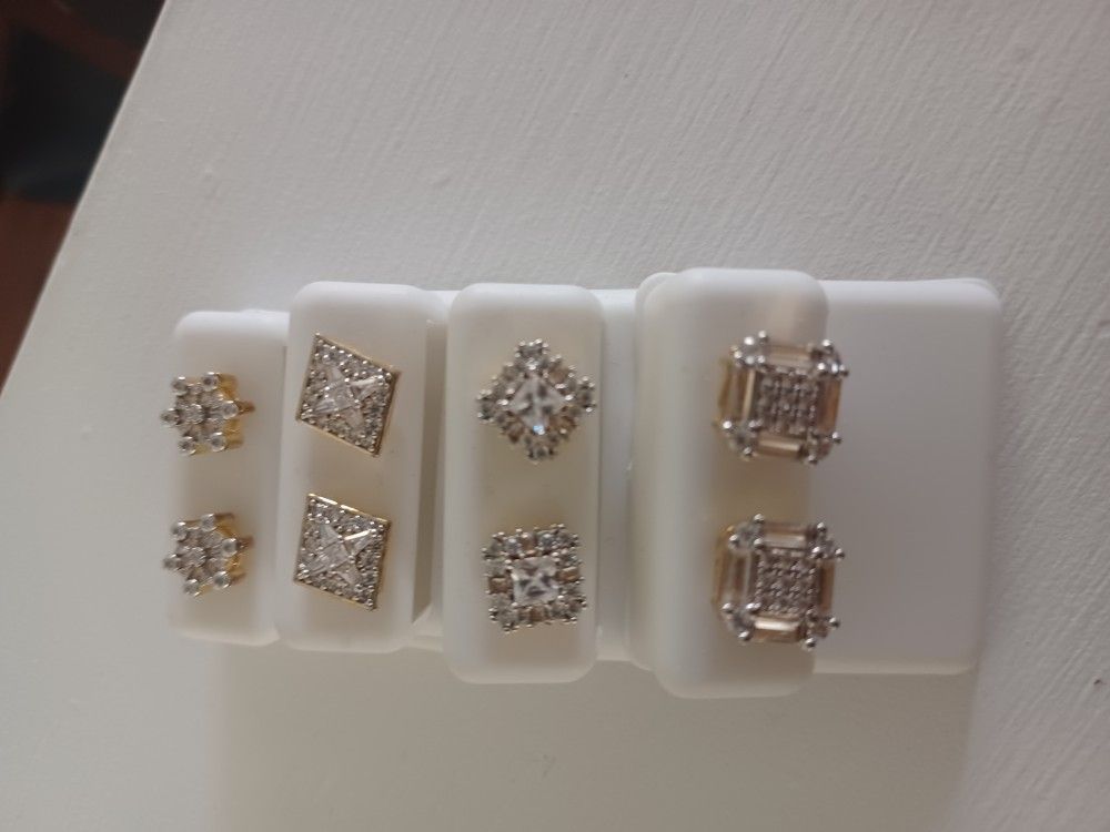 Cubic Zirconia Gold Plated Silver Earrings