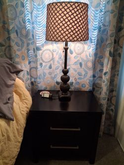 Black 2-Drawer Nightstand Bedside Table