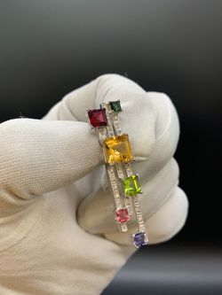 2" COLOR STONE DIAMOND PENDANT #18984