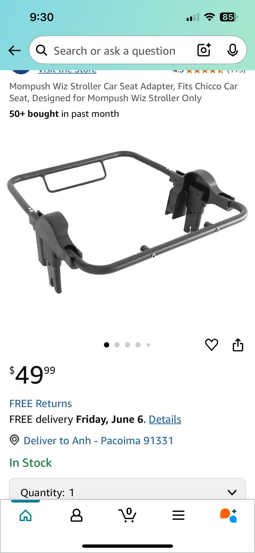 Chico Mompush Car Seat Adapter