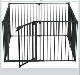 Wide Baby Gate Playpen 8 Panel Adjustable Play Yard Metal Dog Gate with Door Fireplace Christmas Tree Fence for Pet/Child/Toddler $95