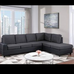 Black Color Reversible Sectional Sofa Brand New Ez Finance Available