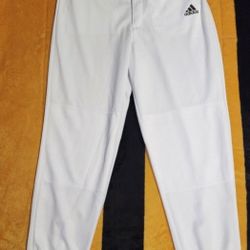White Adidas Baseball Pants Adult M
