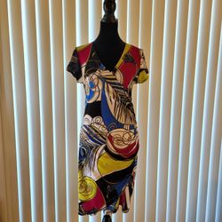 Multicolor 1960s mod era psychedelic Print Dress