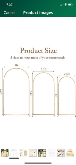 3 Gold Metal Arch Backdrops 