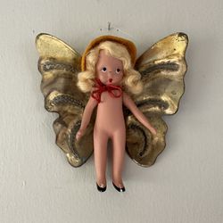 Vintage Antique Hanging Butterfly Girl Doll