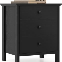 New assembled Nightstand with 3 Drawers, Modern Sofa Side Table with Storage, Wooden End Table