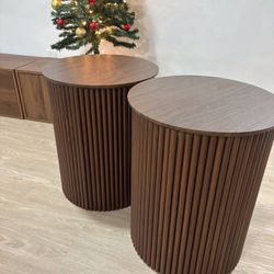 Fluted Walnut End Tables/Nightstands