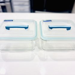 Set of 2 Glasslock Handy Glass Food Storage Containers