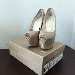 Christian Louboutin Highness Nude 160 Patent Pumps Size 36.5 USED Heels US Ship