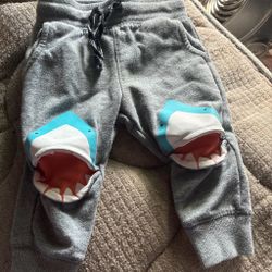 Kids Gray Shark Knee Jogger Sweatpants