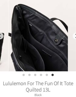 Lululemon “For The Fun Of It” Tote Bag Quilted Large 13L, Water Bottle & Laptop Pockets