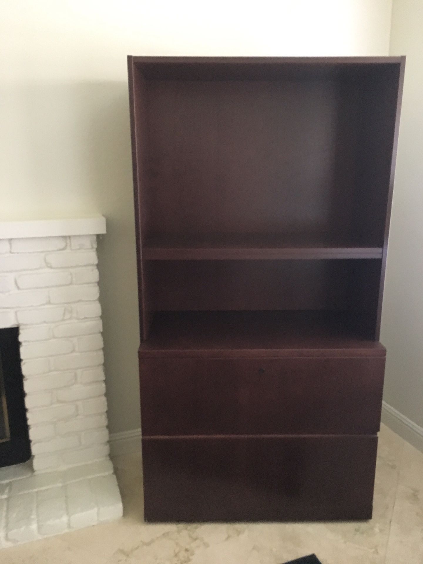 Display/book shelves with 2 filing drawers.