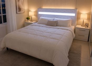 Bed frame white full size led new