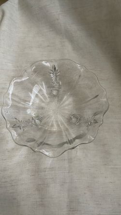 Clear Glass Decorative Bowl with Scalloped Edge