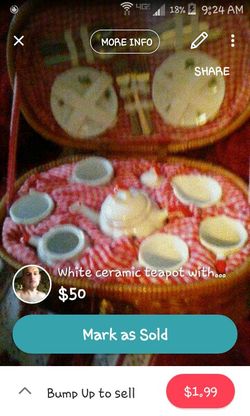 Ceramic tea set all pieces included in fitted basket with handle!