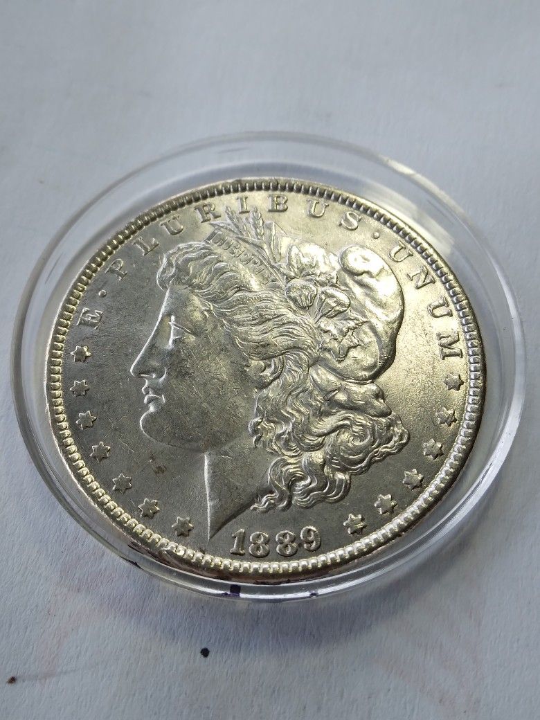 1889 AU MORGAN PINGCOIN TESTED
