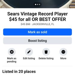 Sears Vintage Record Player $45 Obo Records Make Offer
