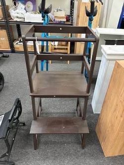 Newly Assembled Kids Kitchen Step Stool Holds up to 150 Pounds with Safety Rail Wide Platform Design