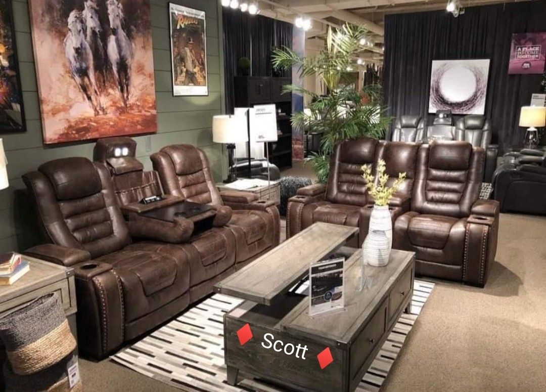 Game Zone Bark Power Reclining Living Room Set 🛋️Sofa And Loveseat