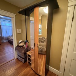 Tall Mirrored Wardrobe / Coat Storage